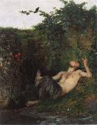 Arnold Bocklin Faun Whistling to Blackbird china oil painting reproduction